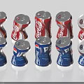 Twisted Coca Cola and Pepsi Drink Cans Arranged in Rows 3d model