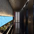 Luxurious Modern Club Lobby With Lounge Area Water Fountain And Marble Flooring