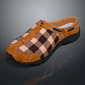 Brown And Black Plaid Pattern Slippers With Comfortable Sole Design 3d model