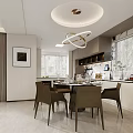 Modern Living and Dining Room Interior With Beige Sofa Coffee Table Rug And Large Window