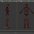 Two Brown and Black Strapped Outfits with Gloves Stockings and Headpieces