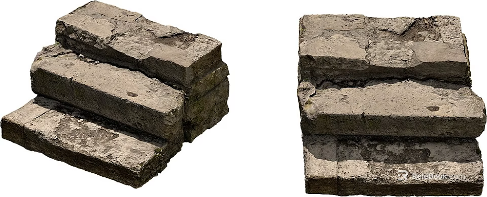 Natural Stone Wood Stacked With Rustic Texture And Rough Surface Details 3d model 