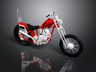 Red Motorcycle With Black Seat Silver Frame And Shiny Wheels On Gray Surface 3d model