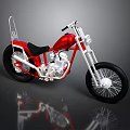 Red Motorcycle With Black Seat Silver Frame And Shiny Wheels On Gray Surface