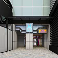 Modern Event Entrance With Black Canopy Glass Facade And Illuminated Sign
