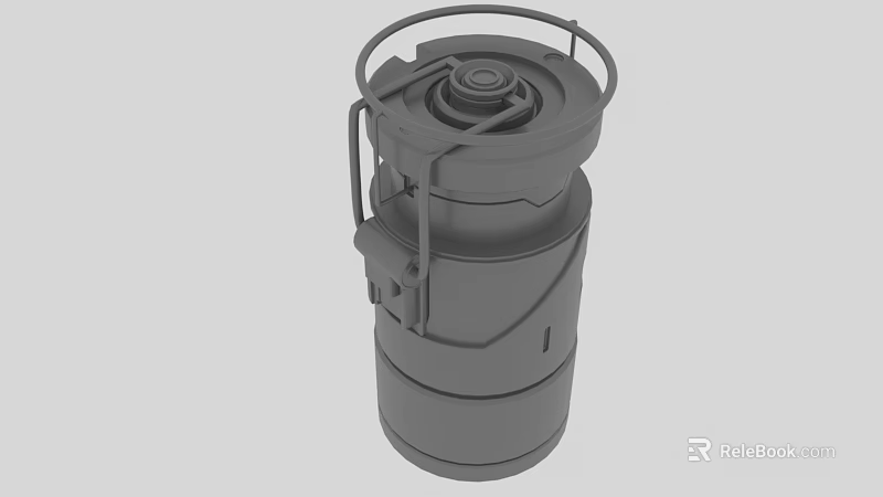 Sturdy Cylindrical Metallic Container With Top Lid And Handle 3d model 