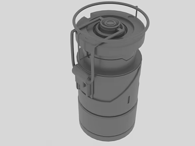 Sturdy Cylindrical Metallic Container With Top Lid And Handle 3d model