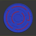 Modern Blue Circular Tray With Red Circular Lines And Smooth Surface Design 3d model