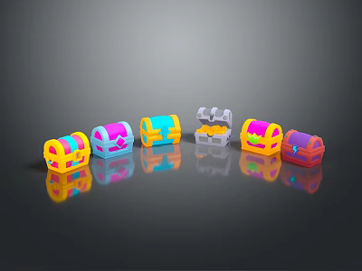 Colorful Decorative Treasure Chests With Various Colors And Open Design 3d model