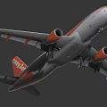 White and Orange Airliner with easyJet Livery and Orange Tail Fin Design