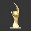 Golden Trophy with Modern Curved Design Transparent Base and Shiny Surface for Global Award Ceremony