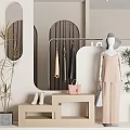 Modern Clothing Store Interior Design With Mannequin Display Clothes Hats Bags And Plants