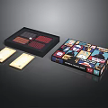 Board Game Set With Open Black Box Playing Board Colorful Cards And Packaging Box