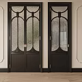 Black Decorative Glass Doors With White Wall And Wooden Floor Interior