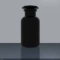 Modern Storage Cabinet Shelf Display With Black Bottle On Gray Surface And Light Wall