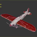 Red and White Biplane Model with Decorative Wings and Tail Details