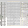 Elegant Transparent Grid Room Dividers With Plant Backdrop For Interior Design