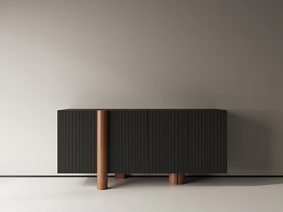 Modern Entryway Console Cabinet With Vertical Striped Design And Copper Legs 3d model