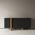 Modern Entryway Console Cabinet With Vertical Striped Design And Copper Legs 3d model