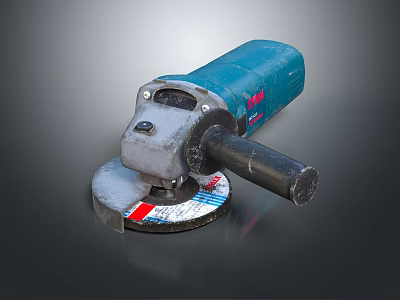 Blue Angle Grinder Power Tool With Grinding Wheel And Black Handle 3d model