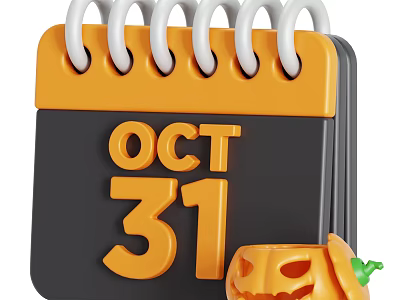 Halloween Festive Decorative Ornament Set With October 31 Calendar And Pumpkin Figurine 3d model