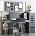 Sleek Modern Home Office Desk Setup With Monitor Keyboard Mouse Speakers Pegboard And PC Tower