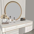 Elegant Modern Vanity With Gold Frame Round Mirror White Countertop And Drawers