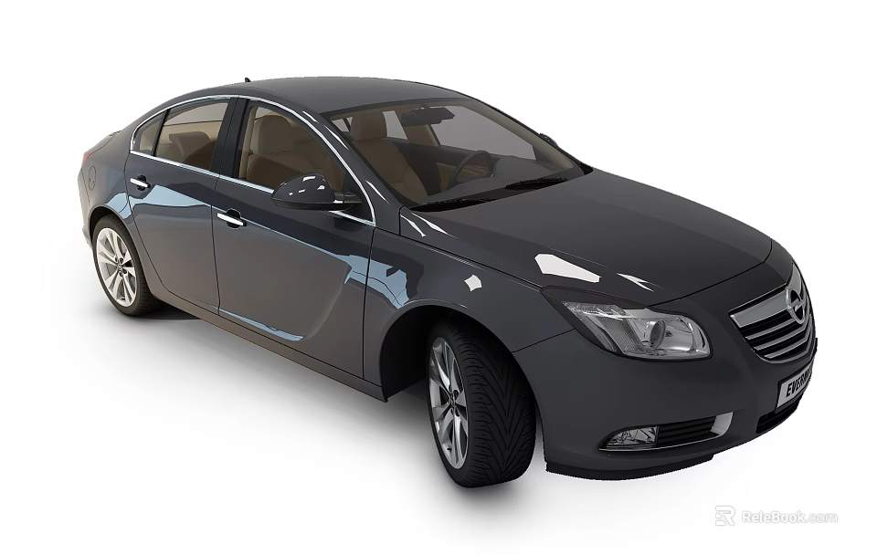 Black Sedan With Modern Design Metallic Finish Alloy Wheels And Light Interior 3d model 