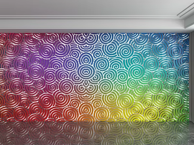 Rainbow Colored Background Wall with Vibrant Spiral Patterns and Reflective Surface 3d model