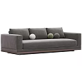 Modern Three Seater Sofas Light Gray Green and Dark Gray with Round Cushions Wooden Legs