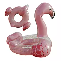 Pink Flamingo Inflatable Pool Floats With Transparent Glitter Sections For Pool Relaxation