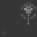 Mechanical Turret Weapon With Gray Blue Structure And Yellow Warning Stripes On Base