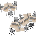 Modern Office Desk Setup With Multiple Workstations Office Chairs And Dividers 3d model