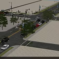 Urban Road Infrastructure With Traffic Lights Street Lamps Pedestrian Crossings And Green Trees