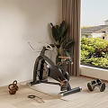 Modern Indoor Home Gym Sports Equipment With Exercise Bike Dumbbells And Kettlebell