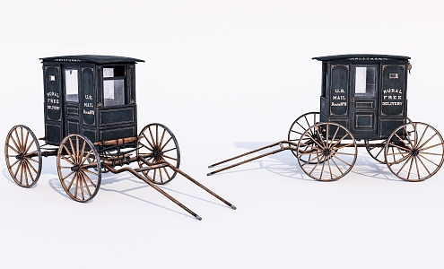 Old European-style Wooden Carriage 3d model