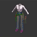 Stylish White Long Sleeve Top With Brown Pants And Decorative Belt Outfit