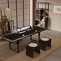 Antique tea table antique shelf partition 3d model