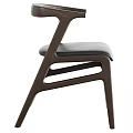 Modern Dining Chair With Black Wooden Frame And Brown Leather Seat
