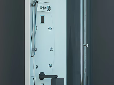 Modern Shower Sauna Enclosure With Glass Door Control Panel And Metal Fixtures 3d model