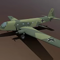 Green Camouflage Military Aircraft With Black Cross Markings And Propeller Engines