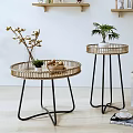 Modern round rattan tea table 3d model