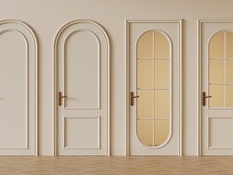 French Cream Style Single Door Glass Single Door Glass Arch Door 3d model