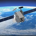 Satellite With Solar Panels And Antennas Orbiting Earth In Space 3d model
