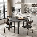 Dining Table and Chair Combination Dining Cabinet Chandelier 3d model