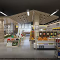 Modern General Merchandise Supermarket With Neat Entrance And Organized Product Shelves