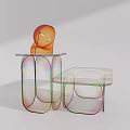 Modern Transparent Side Table With Iridescent Acrylic And Minimalist Geometric Design