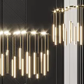 Contemporary Linear Metal Chandelier With Cylindrical Pendant LED Lights For Interior Design