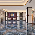 Luxurious KTV Lobby Interior With Marble Flooring 3d model