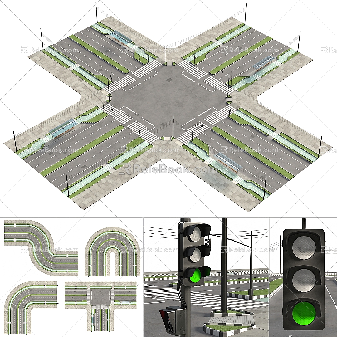 Modern road traffic lights 3d model